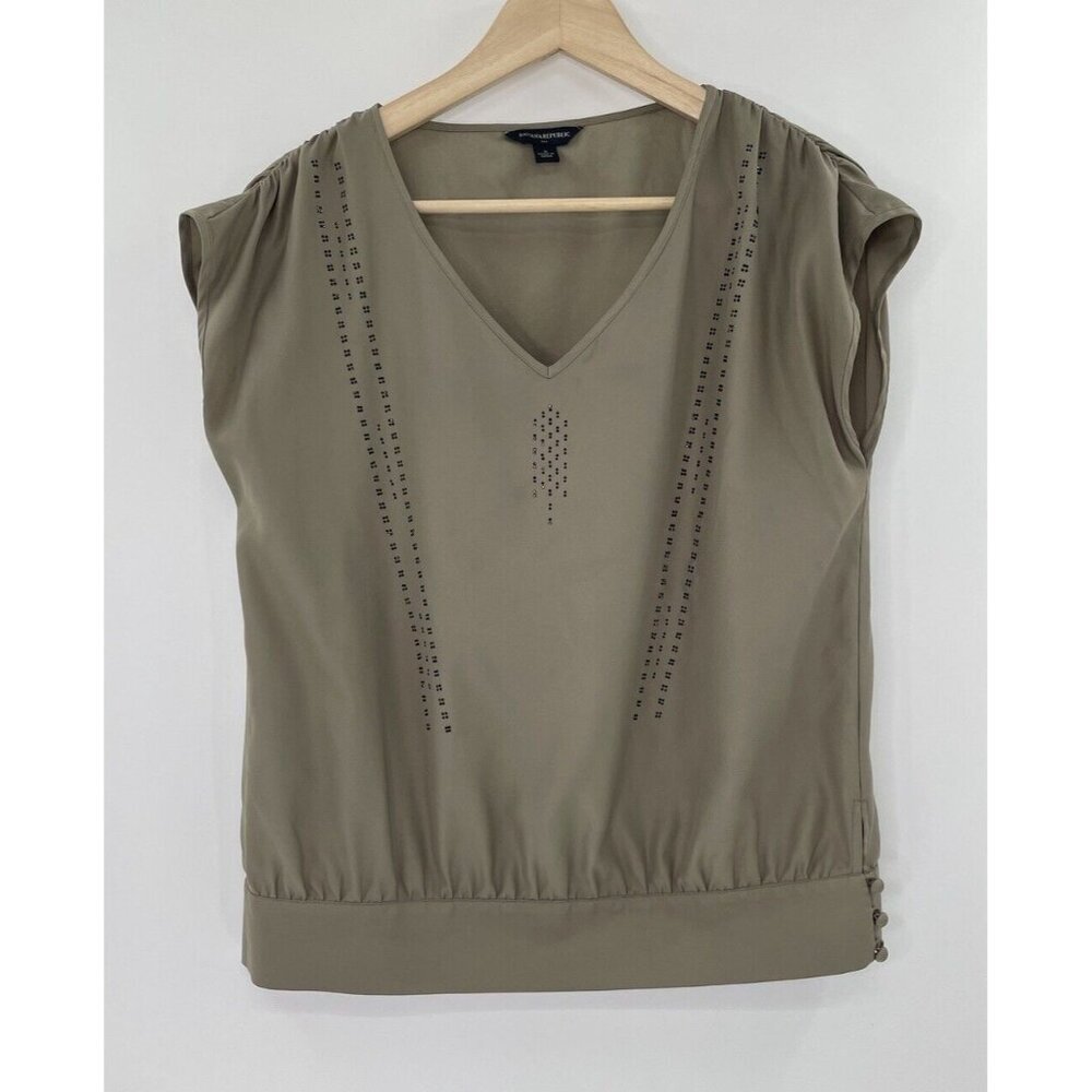 Banana Republic Women’s Greenish Taupe Polyester Embellished‎ Pullover Top Small